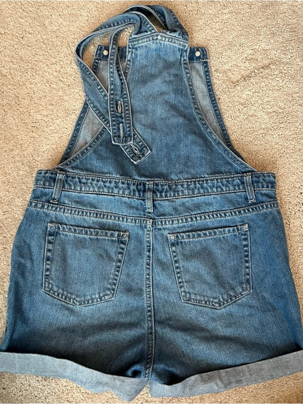 The Children's Place Medium Blue Denim Shortall Romper with Distressed Details